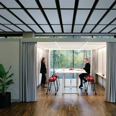 Abgeschirmte Konferenzplätze akustik Abgeschirmte Raumelemente Raum im Raum Glas Bene akustik Raumsystem Points