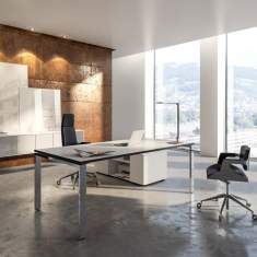 Schreibtisch Designer Schreibtische weiß Assmann Büromöbel, Solos Schreibtischsystem 
höhenverstellbar