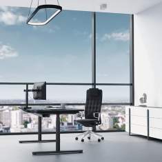 elektrisch höhenverstellbarer Schreibtisch Büro Schreibtische Bürotisch REISS Trailo® T 
mit Kabelwanne