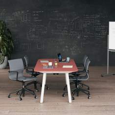 Besprechungstisch Holz Besprechungstische hoch Konferenztisch Büro REISS Trailo® D Besprechung
abgerundete Tischplatte