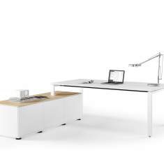 Schreibtisch Designer Schreibtische weiß Assmann Büromöbel, Solos Schreibtischsystem 
höhenverstellbar