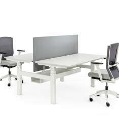 Elektrisch höhenverstellbarer Schreibtisch weiß Schreibtische ergonomisch Büromöbel, HAWORTH, Lyft
Doppelarebitsplatz
