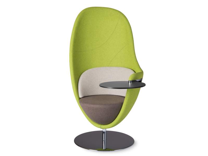Lounge-Sessel König + Neurath NET.WORK.PLACE LOUNGE-CHAIR mit hoher Rückenlehne und integriertem Schwenktablar für konzentriertes Arbeiten