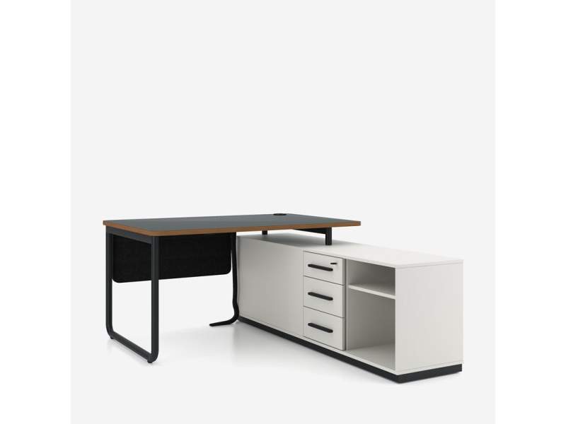 Schreibtisch mit Sideboard Nowy Styl Play&Work für strukturierte Büroarbeitsplätze