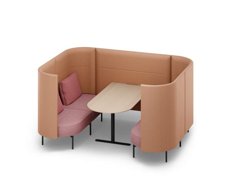 Abgeschirmte Raumelemente Konferenzplatz mit Trennwand Lounge Brunner oval