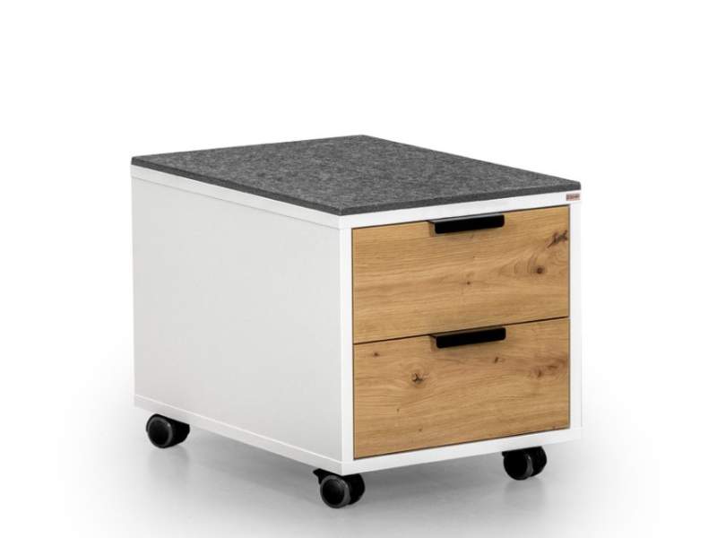Rollcontainer Holz Container Zemp PURA Korpus auf Rollen mit Sitzfläche