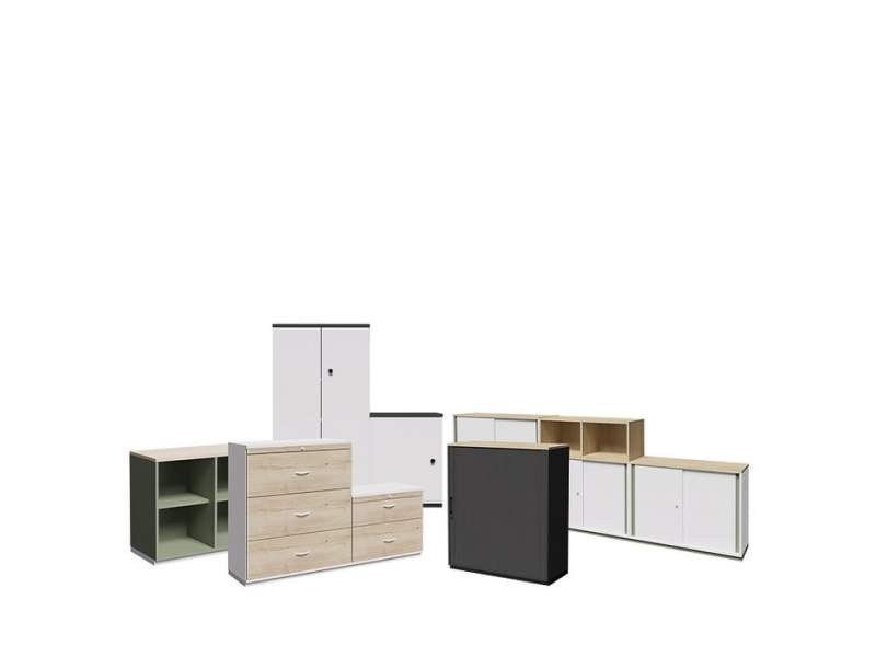 Türschrank Schiebetürenschrank Schubladenschrank Aktenschrank Stauraum Sideboard Büro, Febrü, Schränke