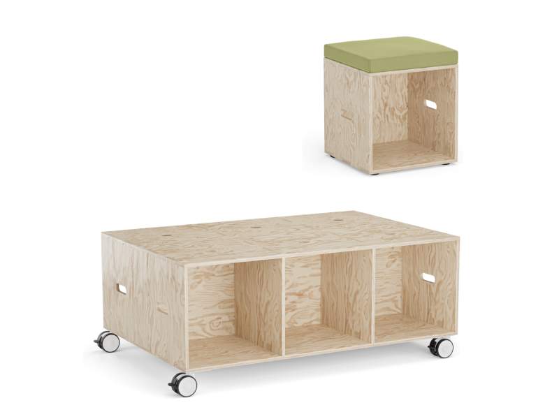 modulare Sitzelemente Holz Sitzmöbel König + Neurath CUBIX.A