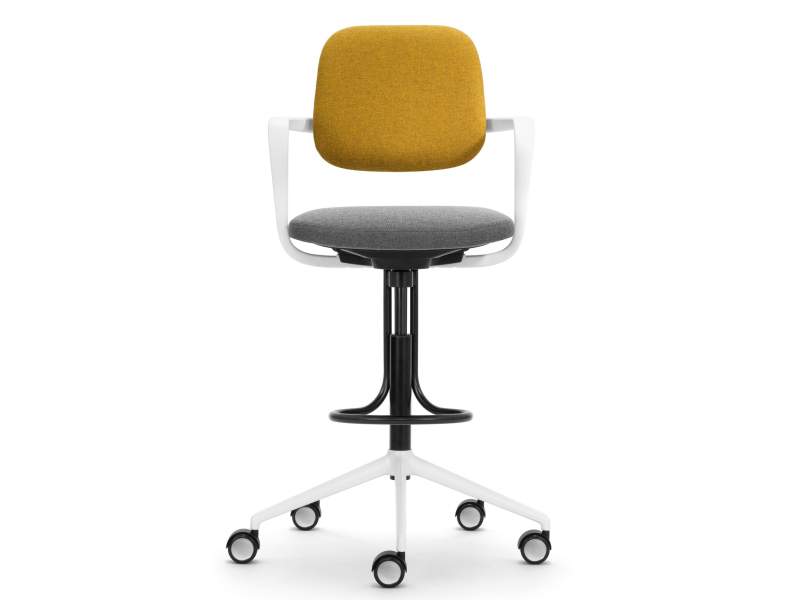 Hochstuhl mit Fussbügel gelb Drehstuhl Counterstuhl Büro Girsberger Ategra
