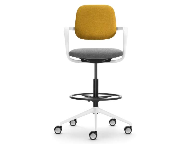 Hochstuhl mit Fussring gelb Drehstuhl Counterstuhl Büro Girsberger Ategra