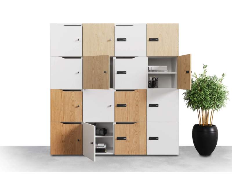 Schliessfachschränke Aufbewahrungssystem für das Büro Schliessfachschrank Lockerschränke Locker Mikomax hushLock