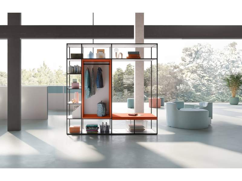Regalsysteme modular Regale Raumteiler Garderobenelemente Boxen Palmberg P5 Regalsystem