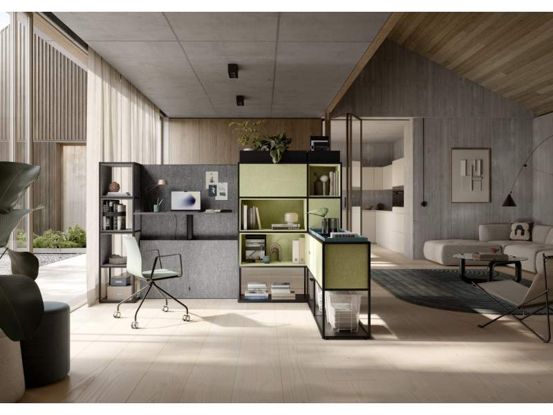 Home Office Möbel Regalsystem mit höhenverstellbarer Tisch Schreibtisch Regal Palmberg P5 HOME
