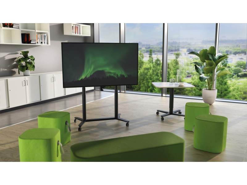 höhenverstellbarer Displaywagen Büro Videokonferenzen REISS Media Cart