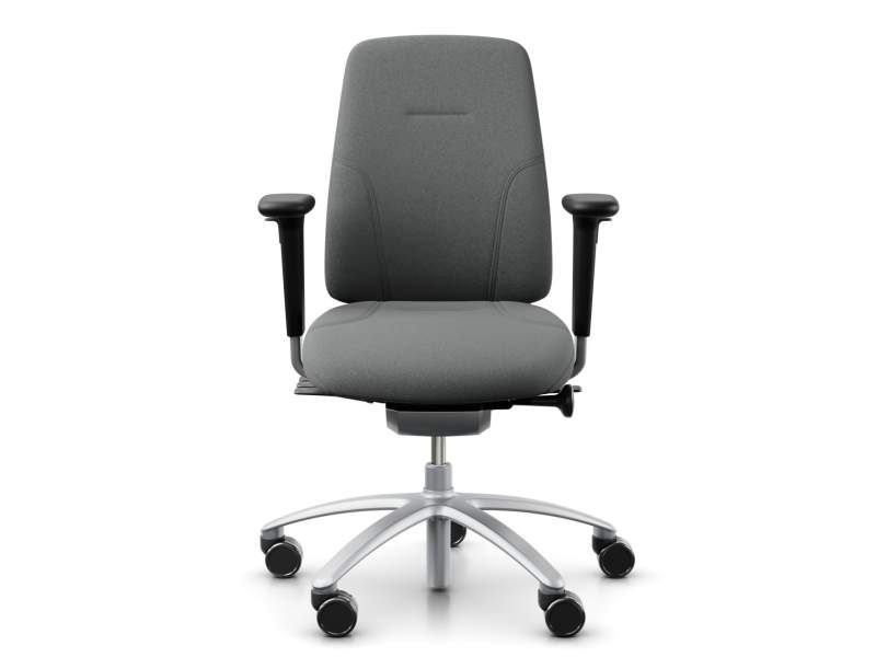 Bürostuhl ergonomisch Bürodrehstuhl grau mit Armlehnen Drehstuhl Büro Flokk RH Logic 200 Silver