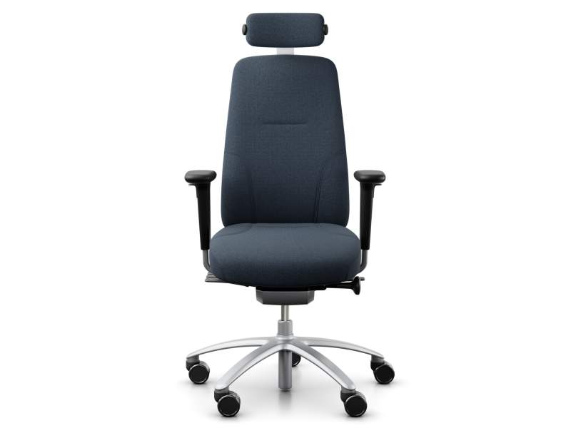 Bürostuhl ergonomisch Bürodrehstuhl dunkelblau mit Armlehnen Drehstuhl Büro Flokk RH Logic 220 Silver Elite
mit Kopfstütze