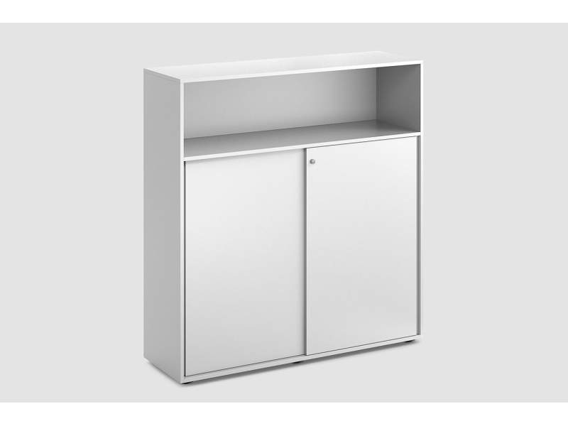 Sideboard weiss Schrank Büro Bene CUBE_S Schiebetürenschrank