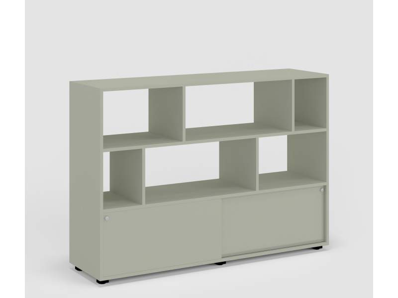 Büroschrank grau Regal Stauram Aktenschrank Schiebetürenschrank Büro Bene Loft Storage