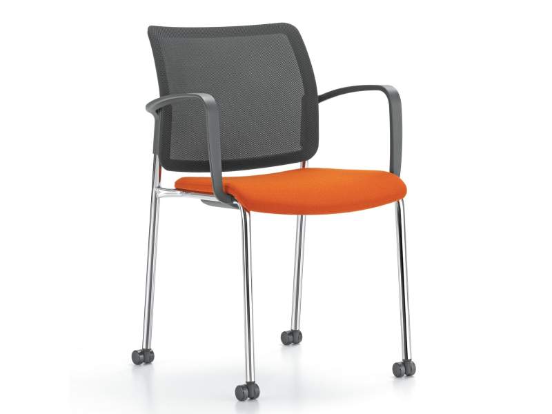 Besucherstúhle orange Konferenzstühle, Girsberger, Yanos Besucherstuhl auf Rollen
