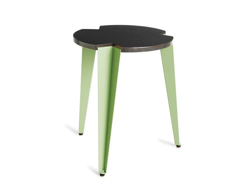 Hocker grün Holz Dreibein Hocker, Embru, Vogt Hocker