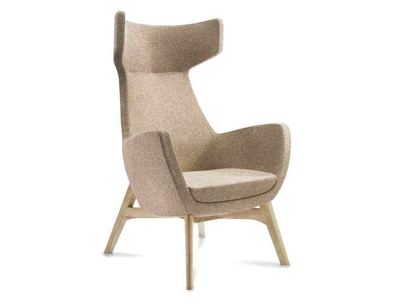 Loungesessel beige Sessel Holz Lounge Sitzmöbel Connection Mae