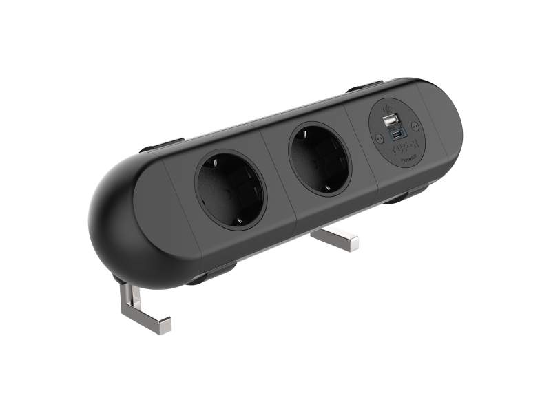 Elektro-Steckdosen IT/EDV-Dosen schwarz Stormverbindung Datenverbindung Dataflex 25.103 Power Polar 2x Schuko USB AC 25W - 103