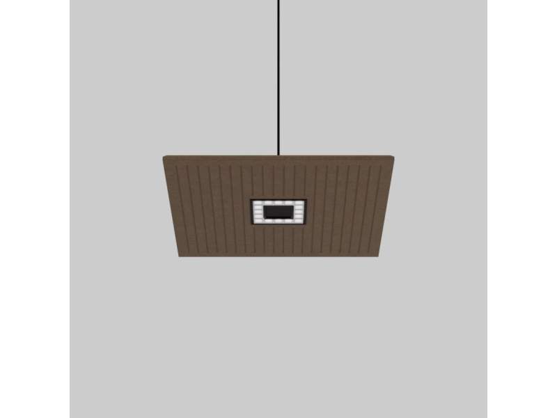 Deckenabsorber mit Beleuchtung Akustikelement akustik Pendelleuchte braun XAL NEVA panel acoustic