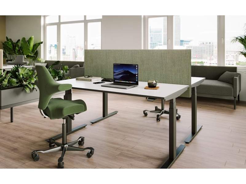Schreibtisch Sichtschutz grün Tischtrennwand Schreibtischaufsatz Neudoerfler Noova Desk Panels