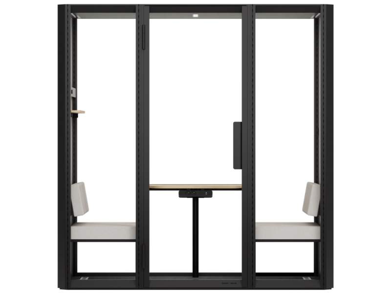 Abgeschirmte Raumelemente abgeschirmte Konferenzplätze Glas MUTE Design Akustik Meetingpod Jetson L2