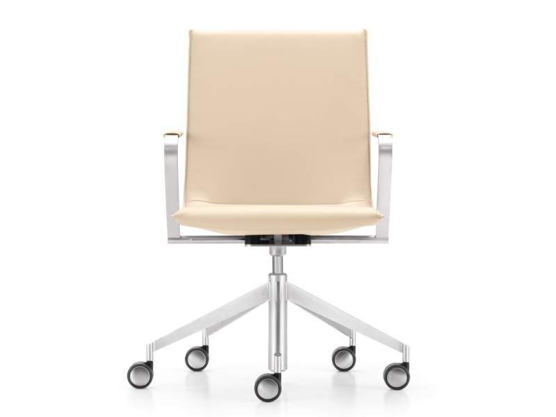 Bürostuhl beige Bürodrehstuhl Design Drehstuhl Leder Girsberger Jack Drehstuhl