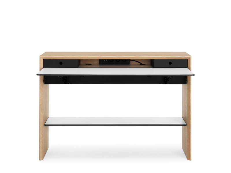 Schreibtisch Home Office Holz Tisch weiss Massivholz Tisch mit klappbare Arbeitsfläche Girsberger La Punt Tisch