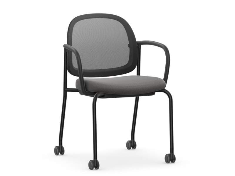 Besucherstuhl grau Besucherstühle mit Rollen Cafeteria Stuhl Netzgewebe Konferenstuhl Büro Interstuhl HEJis03