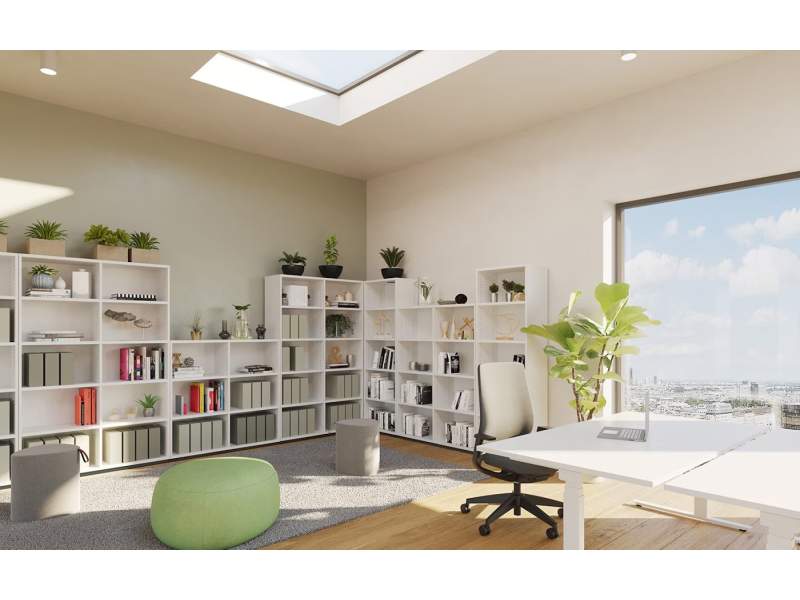 Bibliotheksregal Holz Bücherschrank groß Regalschrank Regal Büro Neudoerfler Lineo Regal