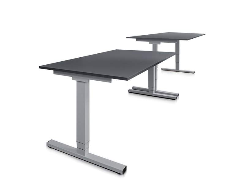 Schreibtisch höhenverstellbar Sitz-Stehtisch ergonomische Büromöbel grau Echo, Sitz-/Stehtisch Cubos Plus