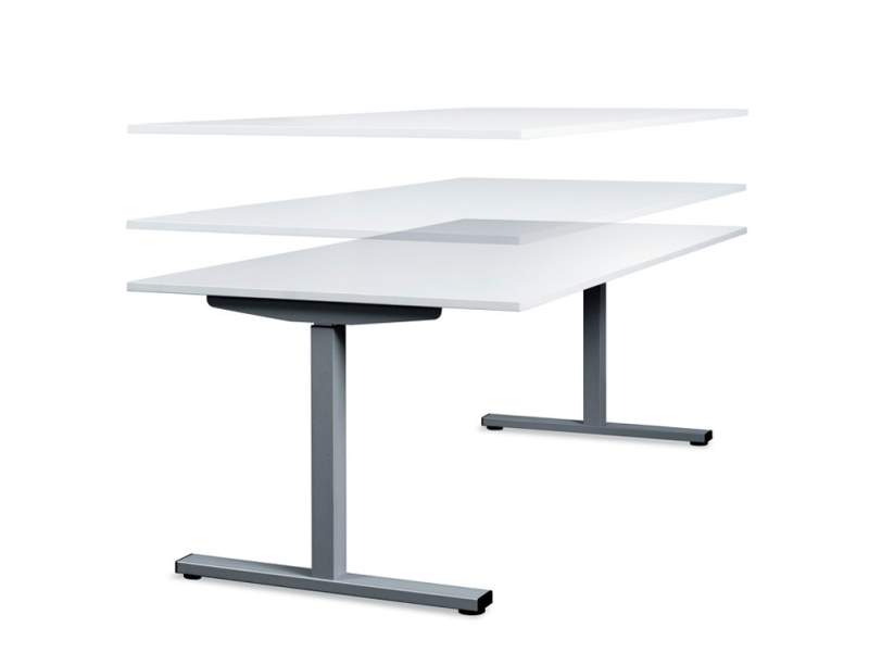 Schreibtisch höhenverstellbar Schreibtische ergonomische Büromöbel weiß  Echo, Tischsystem Cubos mit Sitz-/Stehtisch