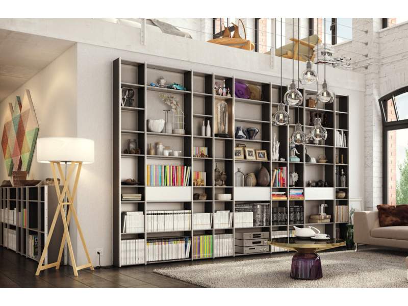 Bibliotheksregal schwarz Bücherschrank groß Regalschrank, Radar - adeco, RADAR R13