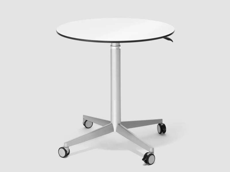 höhenverstellbarer Rolltisch weiss Rolltische Cafeteria Tische rund Bene, Cart Table