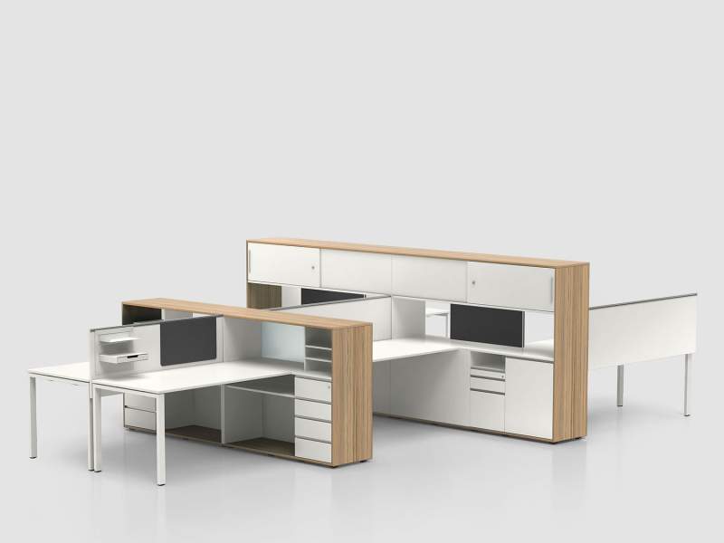 Bürotisch Raumteiler Schrank Regalschrank mit Türen Schreibtische Büro Büroregal Arbeitsplatz, Bene, CUBE_S