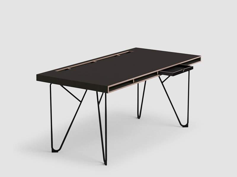 Schreibtisch Home Office Tisch schwarz Bürotisch Stahl Bene Studio Swing Home