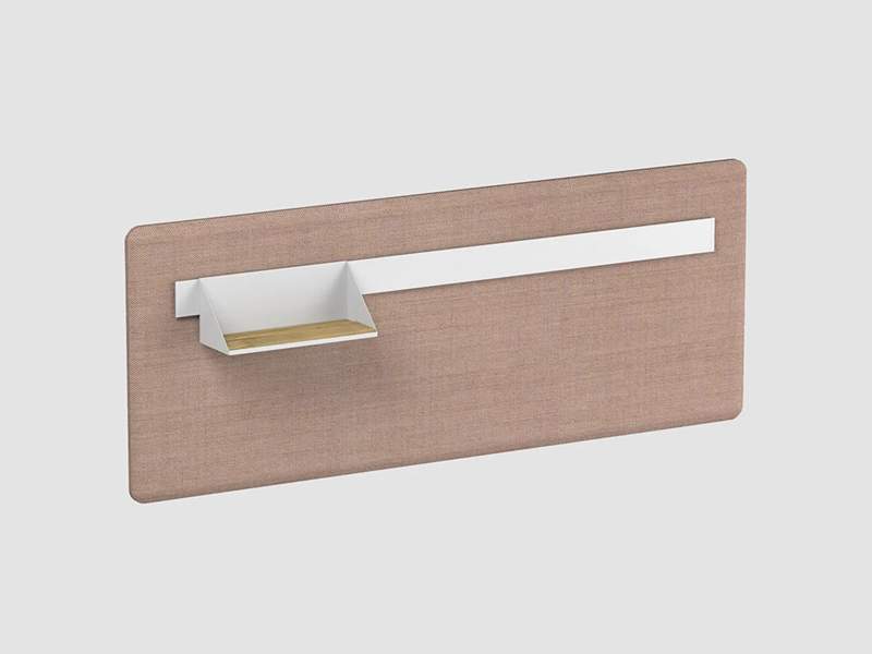 Schreibtisch Sichtschutz braun Schreibtischaufsatz akustik Bene T-Panel Curve