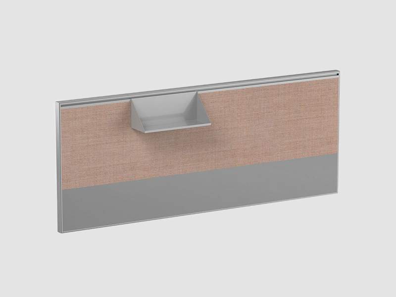 Schreibtisch Sichtschutz braun Schreibtischaufsatz akustik Bene T-Panel Multi