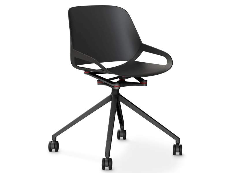 Designer Besucherstuhl Konferenzstuhl schwarz mit Rollen Vierstern Numo Aeris