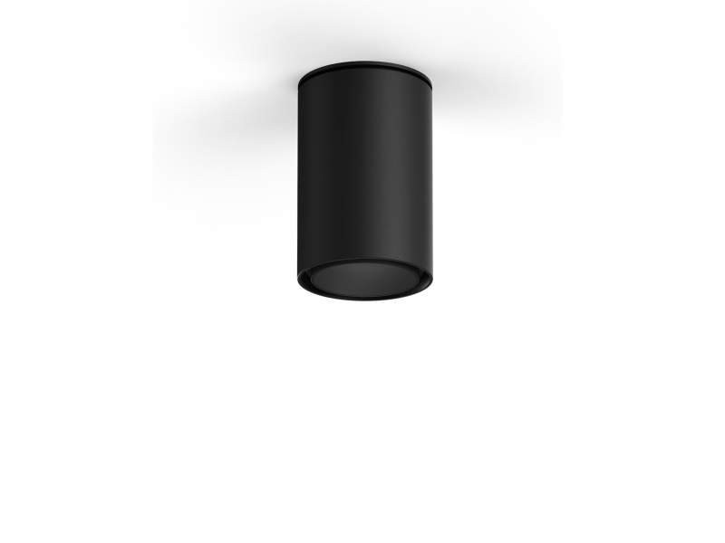 XAL SASSO 60 round Deckenanbau-Downlight, schwarz, hohes Zylindergehäuse, Ø 75 mm