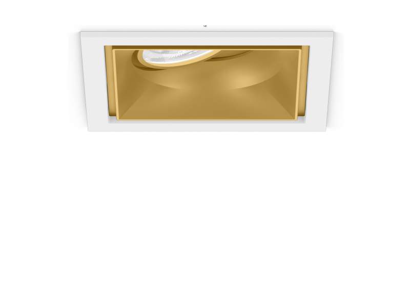 XAL SASSO 100 square recessed 1 lamp – quadratisches Einbau-Downlight mit goldfarbenem Reflektor und weißem Rahmen, modernes Deckeneinbauleuchte-Design