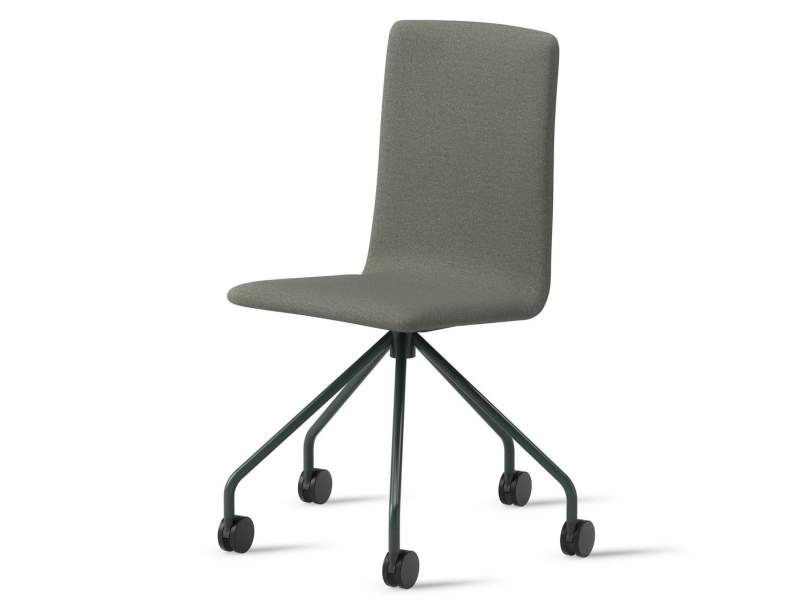 Skandiform Bombito High Stuhl mit Rollen, gepolstert, grüner Bezug, schwarzes Gestell – ergonomisch flexibel für moderne Büros