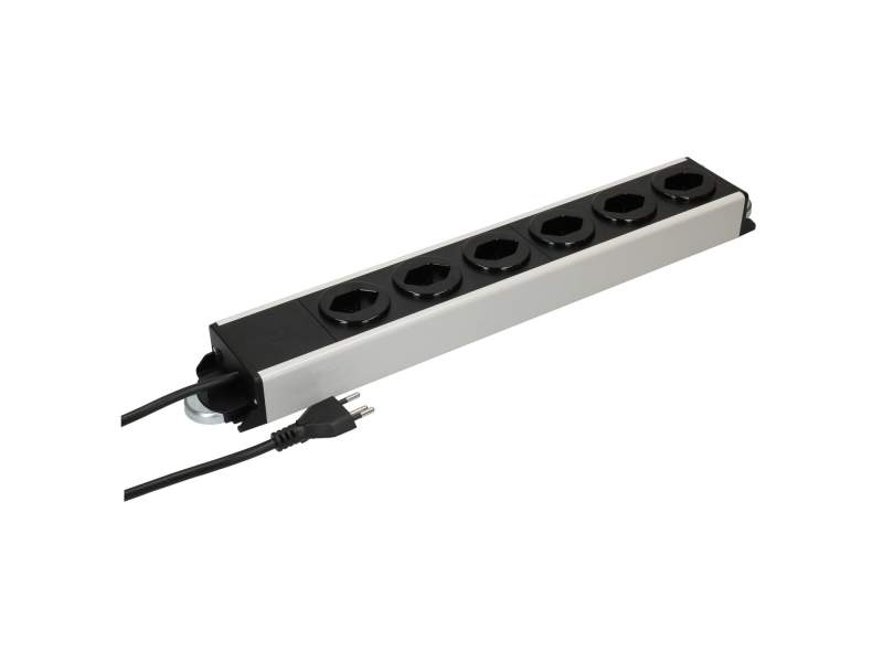 MAX Hauri POWER LINE Steckdosenleiste mit 6 Steckplätzen, robustes Aluminiumgehäuse mit schwarzen Einsätzen
