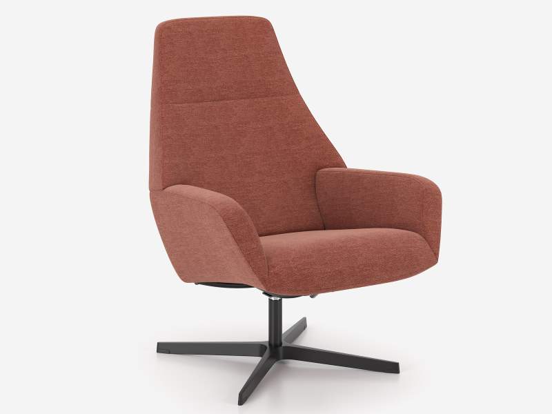 Barrique Sessel von Nowy Styl in Rot mit hohem Rücken und schwarzem Vierfußkreuz