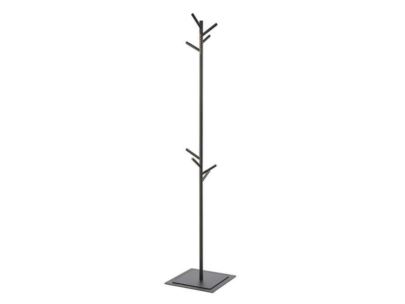 Taschenbaum® 2 in 1 Garderobe von Styro in Schwarz, freistehende Taschengarderobe aus pulverbeschichtetem Metall mit stabiler Bodenplatte