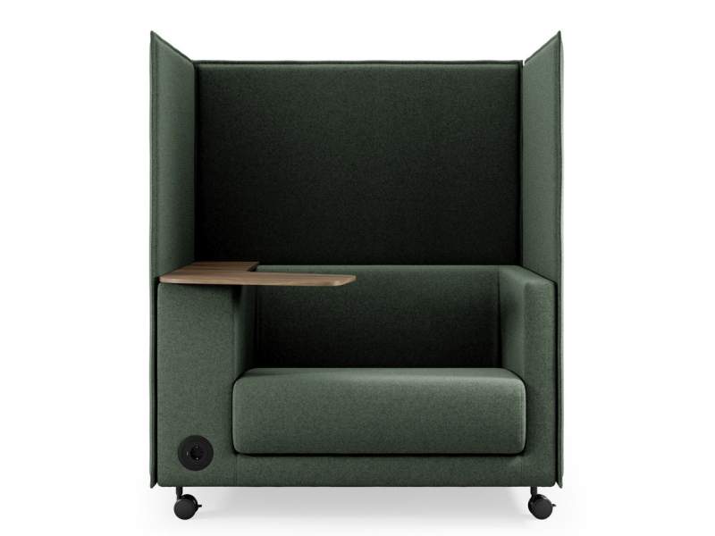 Vancouver Lite 1,5-Sitzer-Sofa von Profim in Grün mit hohen gepolsterten Seitenwänden und integriertem Tisch