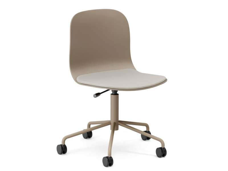 Neo Lite Stuhl mit Kunststoffsitzschale in Beige auf höhenverstellbarem 5-Stern-Fußkreuz mit Rollen